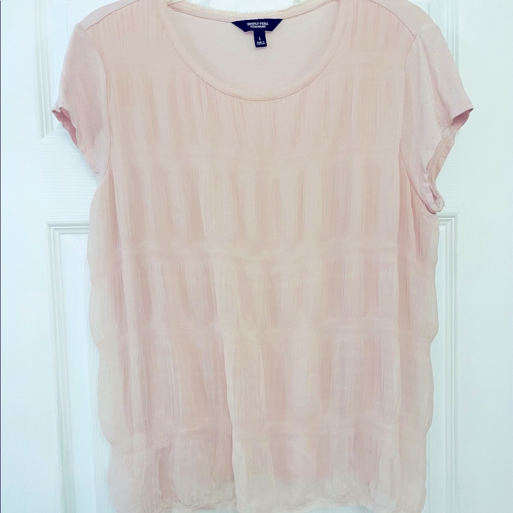 raw cut Vera Wang chiffon shirred layer knit back - Picture 1 of 12